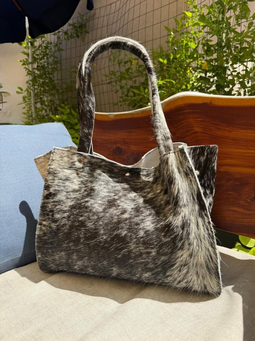 Cowhide tote bag